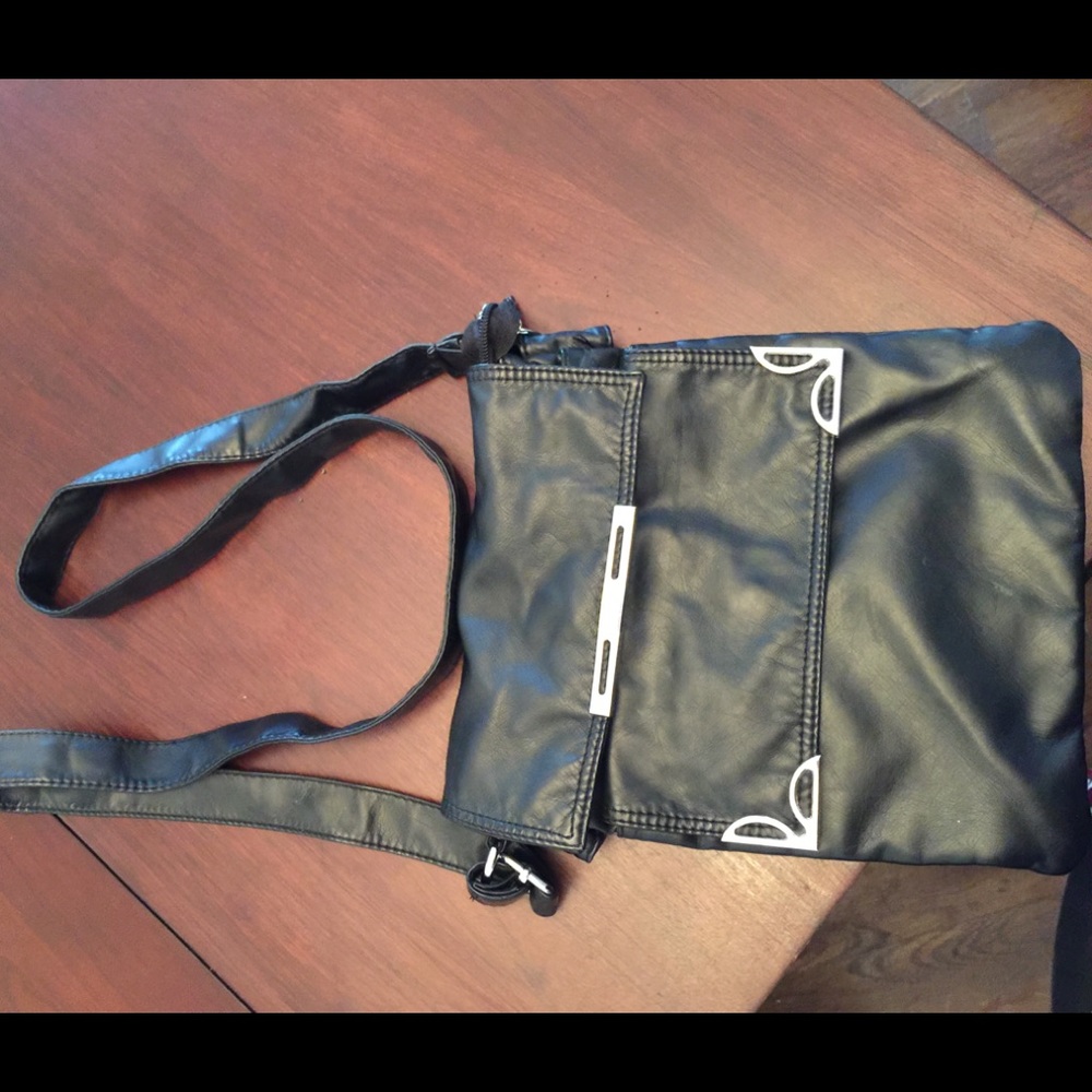Black leather crossbody bag